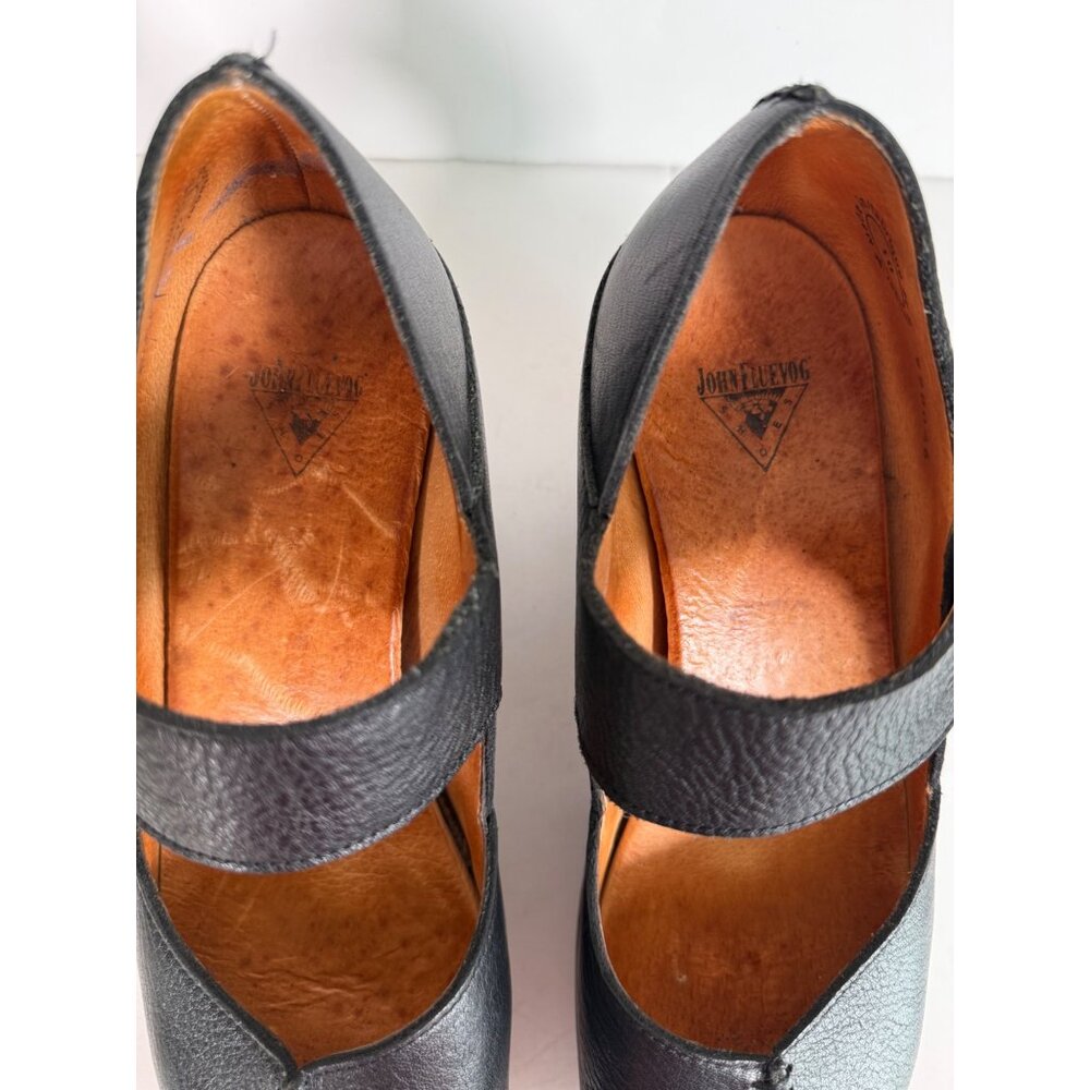 John Fluevog Leather Prepare Leader Platform Mary Jane Heels Black - Picture 6 of 12